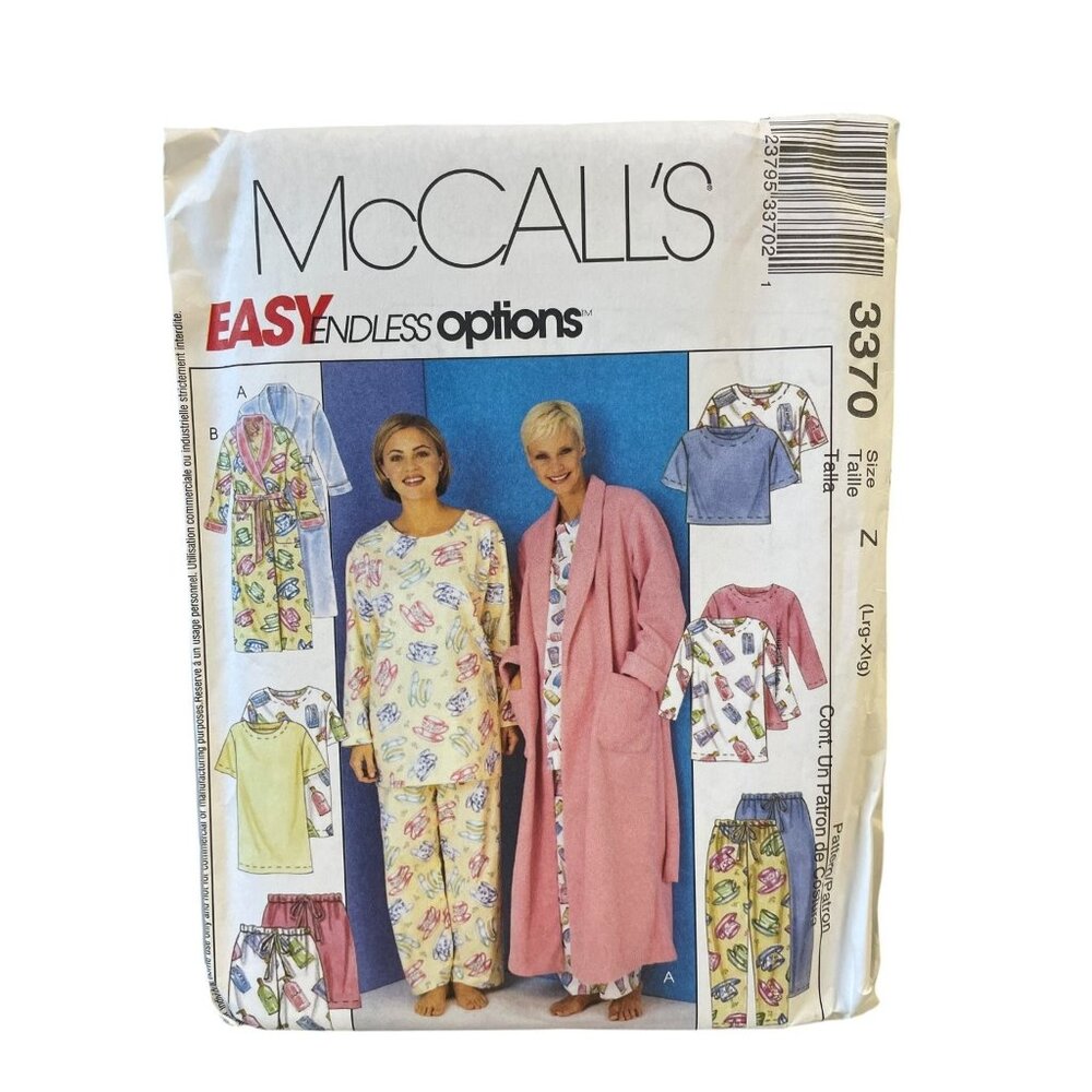 McCALL'S 3370 Robe Tunic Top Pants Shorts Size Large XL UNCUT FF‎